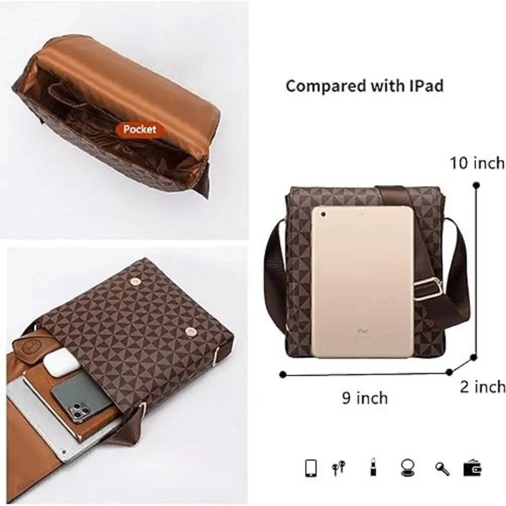 Flap Crossbody Bag Artificial Leather Shoulder bag Working Bag For Men Women - Picture 4 of 7
